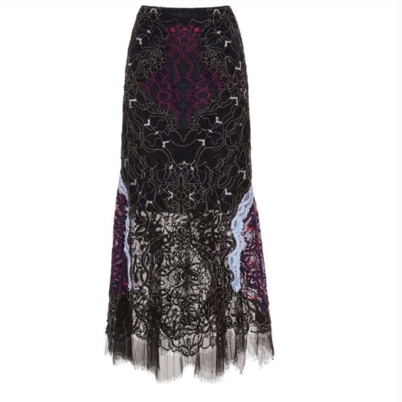 Jonathan Simkhai Black and Blue lace Midi Skirt - Picture 2 of 9